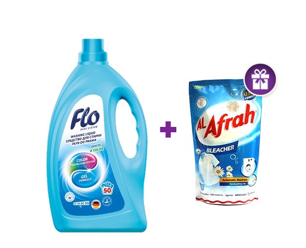 FLO washing gel colored 2L + bleach and stain remover Alafra