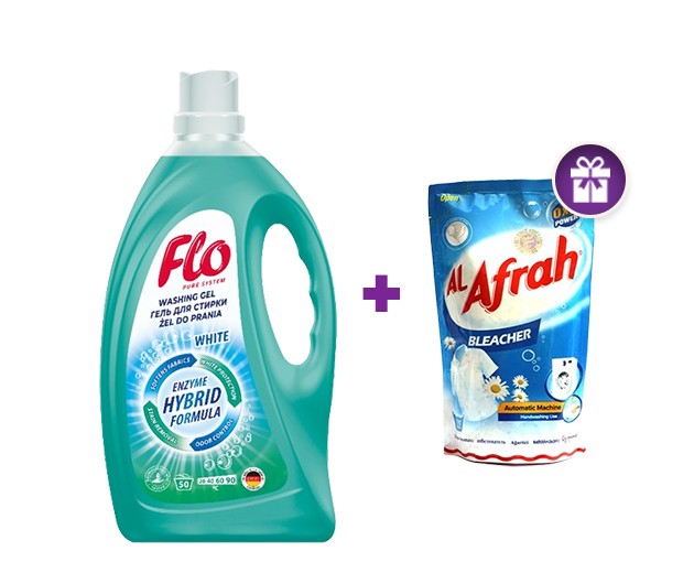 FLO washing gel white 2L + bleach and stain remover Alafra