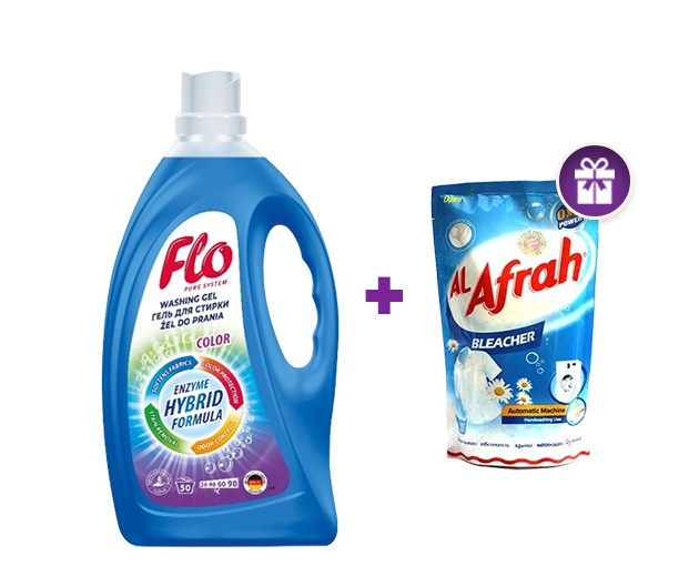 FLO washing gel colored 2L Hybrid Color + bleach and stain remover Alafra