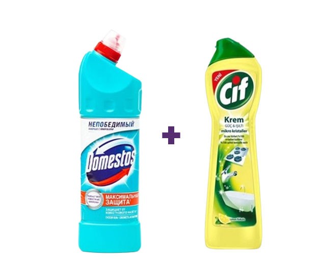 DOMESTOS Universal Disinfectant Ocean + CIF cleaning agent lemon