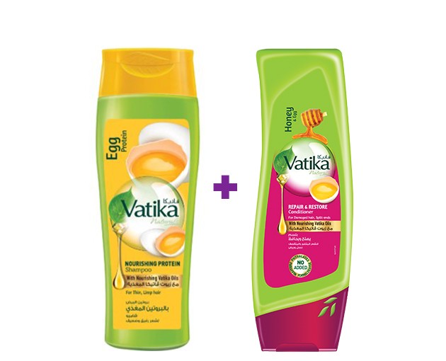 VATIKA shampoo egg + conditioner restores hair