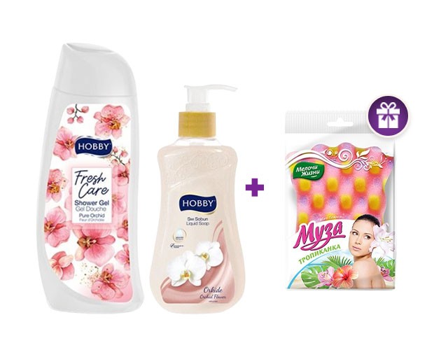 HOBBY shower gel orchid + liquid soap orchid + gift
