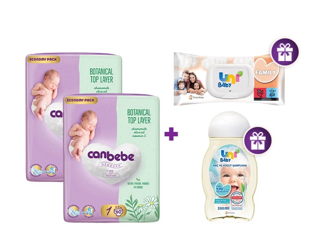 Two Canbebe N1 + gift UNI BABY shampoo and wet wipes
