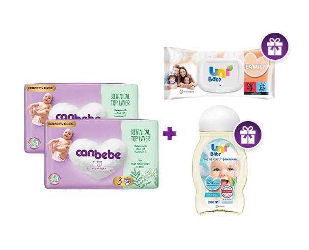 Two Canbebe N3 + gift UNI BABY shampoo and wet wipes