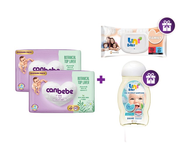 Two Canbebe N4 + gift UNI BABY shampoo and wet wipes