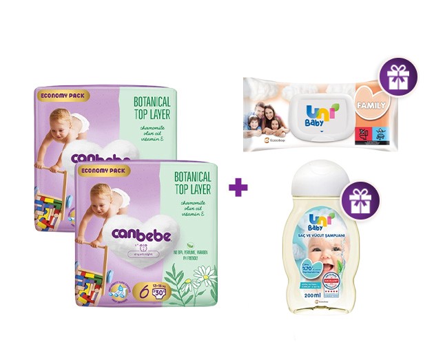 Two Canbebe N6 + gift UNI BABY shampoo and wet wipes