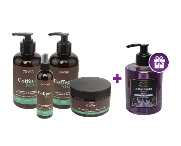 ORGANIC GURU gift set of self care + Bergamot and lavender liquid soap as a gift