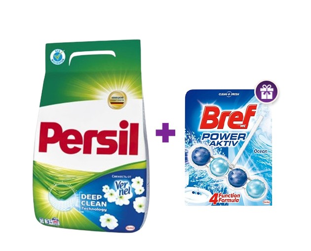 PERSIL washing powder white 3 kg + BREF hanging aromatizer in the toilet as a gift