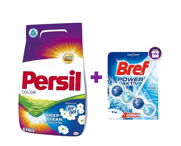 PERSIL washing powder color 3 kg + BREF hanging aromatizer in the toilet as a gift