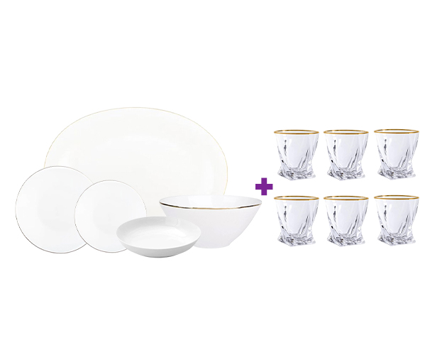 Dinnerware set with golden edge