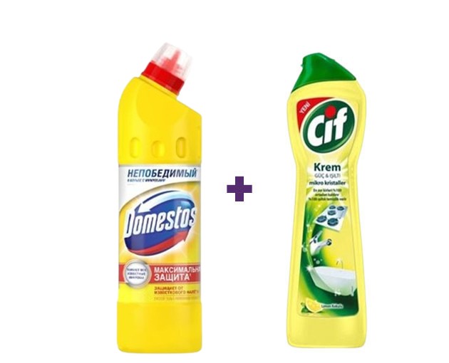 DOMESTOS Universal Disinfectant lemon + CIF cleaning agent lemon