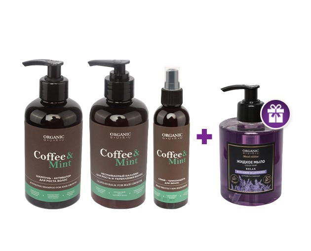 ORGANIC GURU gift set of self care + Bergamot and lavender liquid soap as a gift