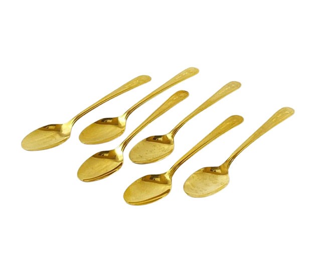 Metal spoon gold 6pcs