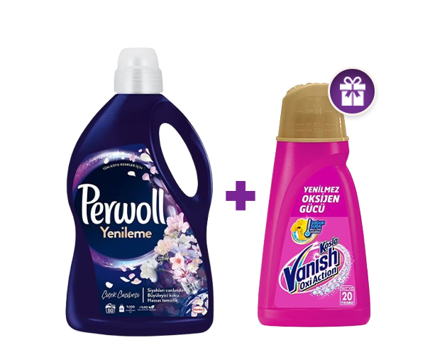 PERWOLL washing liquid Fragrant blue 3 l + GIFT Vanish stain remover liquid 1 l