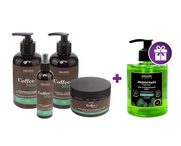 ORGANIC GURU gift set of self care + Aloe Vera liquid soap as a gift