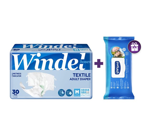WINDELHOSEN M Size adult diaper 30 psc + CANPED Adult Wet Wipes 48 pcs