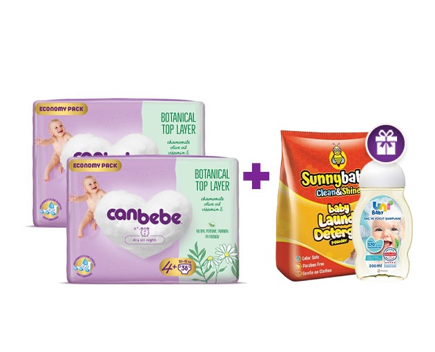 ორი Canbebe N4+  +  საჩუქრად UNI BABY-ს შამპუნი და sunny baby ბავშვის სარეცხის ფხვნილი 