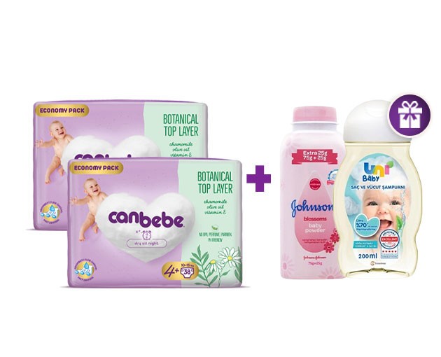 Two Canbebe N4+  + gift UNI BABY shampoo and Johnson's Baby Powder