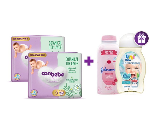 Two Canbebe N5 + gift UNI BABY shampoo and Johnson's Baby Powder