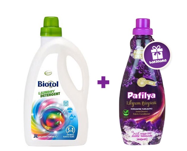 BIOTOL Universal Washing Liquid 3 L + PAFILYA Fabric Softener Lilium 1.4 L as a gift