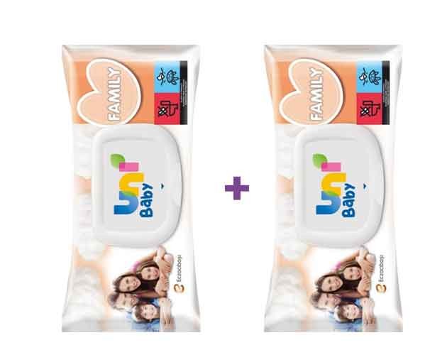 1+1 UNI BABY children's wet wipes FAMILY 100pcs
