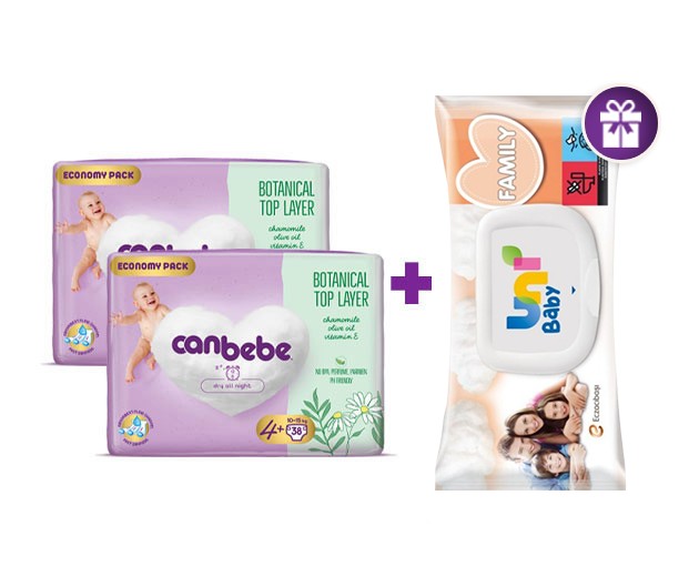 Two Canbebe N4+  + gift UNI BABY wet wipes 100 pieces