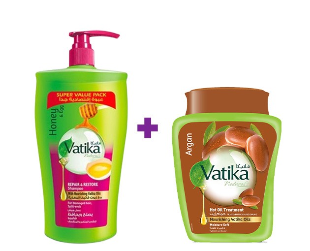 VATIKA Shampoo Honey and Egg 1 liter + VATIKA Hair Mask Argan 500 ml