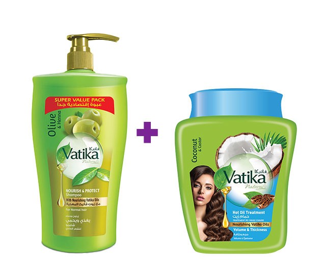 VATIKA Shampoo Olive 1 liter + VATIKA Hair Mask Coconut 500 ml
