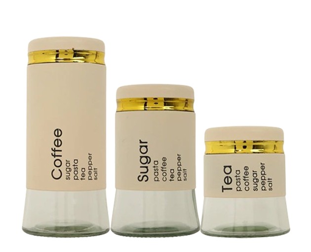 Tea, coffee and sugar storage set of 3