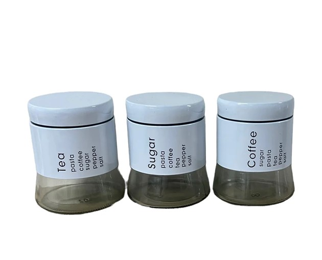 White Tea, coffee and sugar storage set of 3