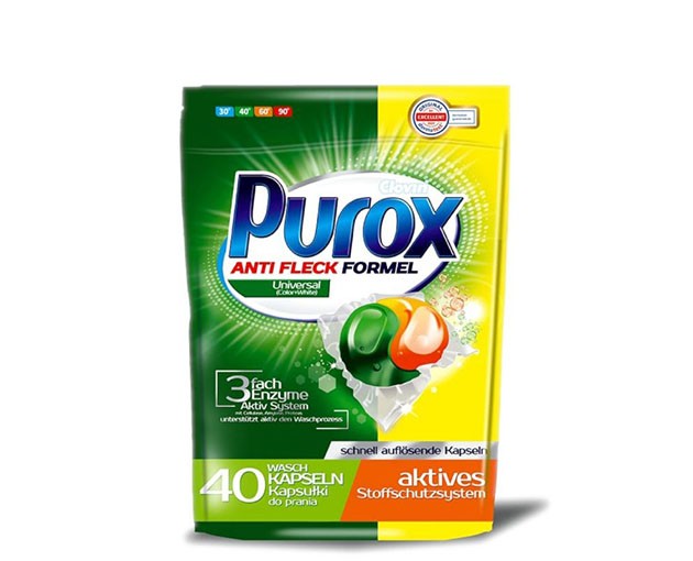 PUROX ქსოვილის სარეცხი კაფსულა უნივერსალი 40 ცალი