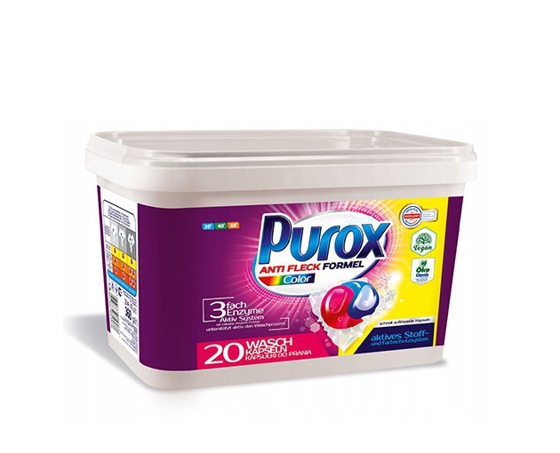 PUROX ქსოვილის სარეცხი კაფსულა ფერადი 20 ცალი