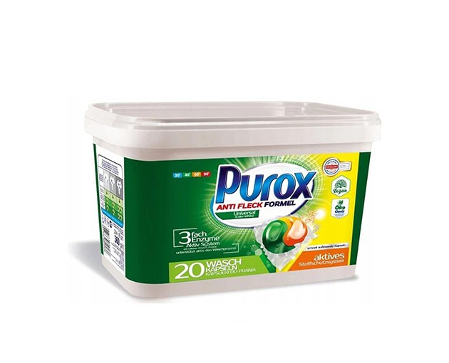 PUROX ქსოვილის სარეცხი კაფსულა უნივერსალი 20 ცალი
