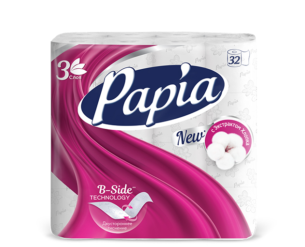 PAPIA 3 ფენიანი ტუალეტის ქაღალდი 32ც