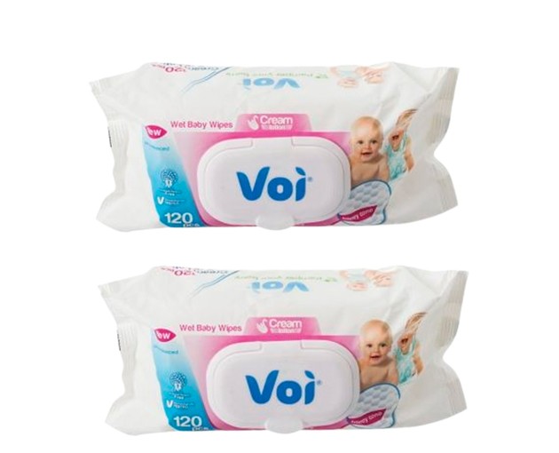 VOI სველი საწმენდი (120ც) კრემ ლოსიონი TWIN PACK 1+1