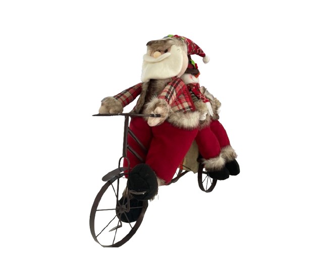 Big Cheerful Santa Claus on a bicycle