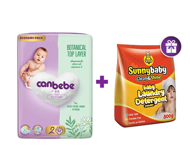 Canbebe N2 + საჩუქრად sunny baby ბავშვის სარეცხის ფხვნილი