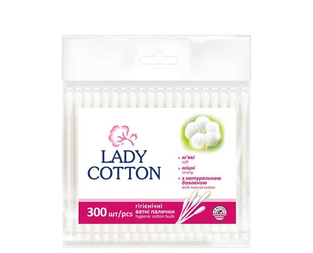 LADY COTTON ბამბის ყურის ჩხირი 300 ცალიანი