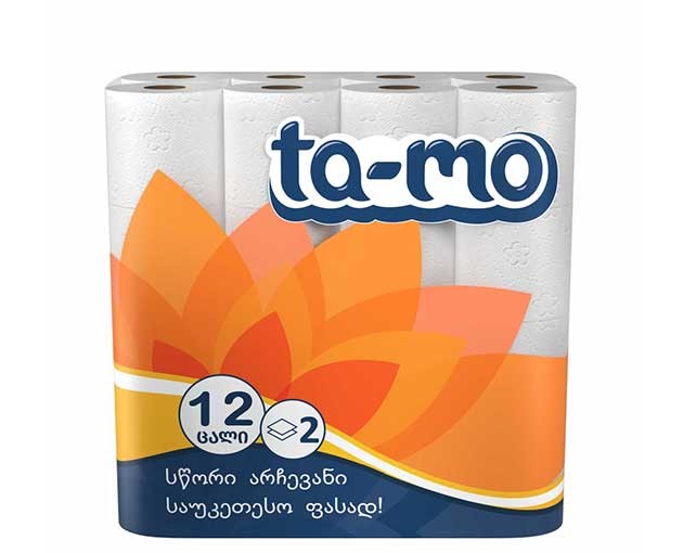 TA-MO 2 ფენიანი ტუალეტის ქაღალდი 12ც