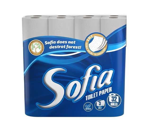 SOFIA 3 ფენიანი ტუალეტის ქაღალდი 12ც