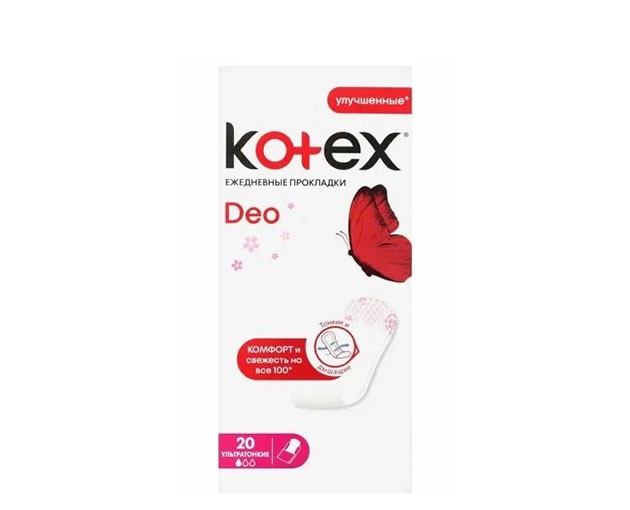 KOTEX ყოველდღიური ჰიგიენური საფენი Deo Super Slim 20ც