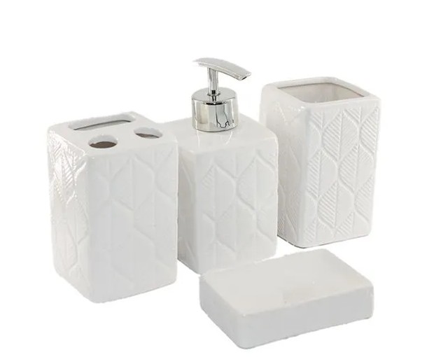 Bathroom accessories set white 4pcs