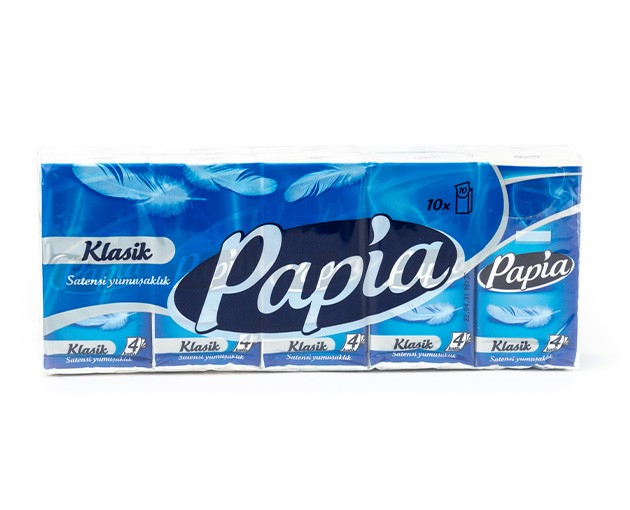 PAPIA 4 ფენიანი ცხვირსახოცი 10 ცალი