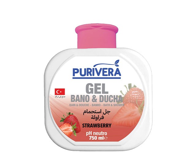 PURIVERA შხაპის გელი მარწყვი 750მლ