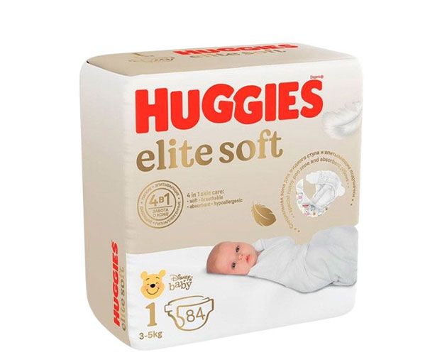 HUGGIES N1 ბავშვის საფენი  ელიტ სოფტი 3-6კგ