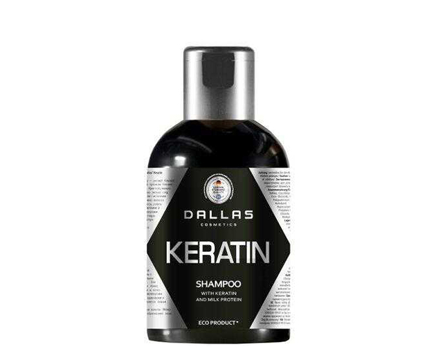 Hair shampoo with keratin and milk protein