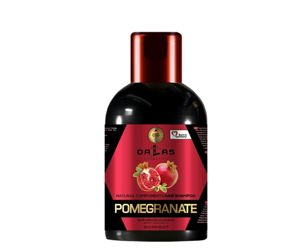 Hair shampoo with pomegranate and coconut oil