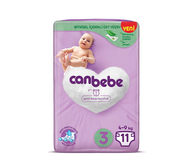 Canbebe N3 ბავშვის საფენი 4-9 კგ 11 ცალი