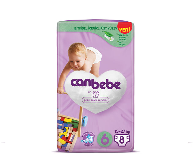 Canbebe N6 ბავშვის საფენი 15-27კგ 8 ცალი|Canbebe N6 baby diaper 15-27 kg 8 pcs