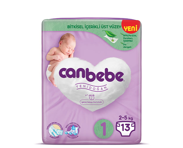 Canbebe N1 ბავშვის საფენი 2-5კგ 13 ცალი